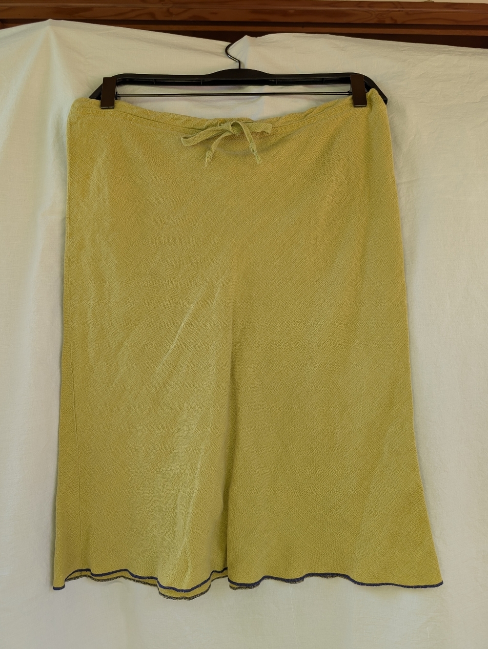 Sweetgrass A-line Midi Skirt Hemp Yellow Green Sz S